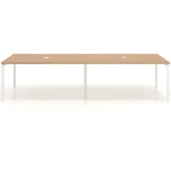 Mesa para coworking Kube doble, encimera continua fondo 166 cm, estructura blanca