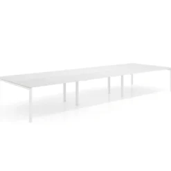 Mesa para coworking Kube triple, encimera continua fondo 166 cm, estructura blanca
