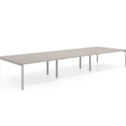 Mesa para coworking Kube triple, encimera continua fondo 166 cm, estructura aluminio