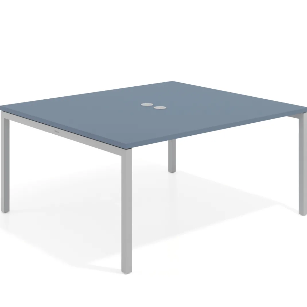 Mesa para reunión o trabajo, encimera continua fondo 142 cm estructura aluminio