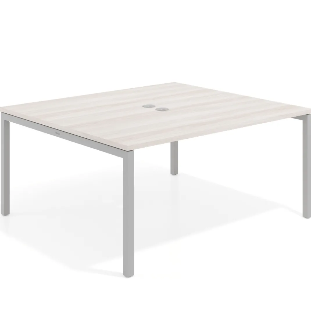 Mesa para reunión o trabajo, encimera continua fondo 142 cm estructura aluminio
