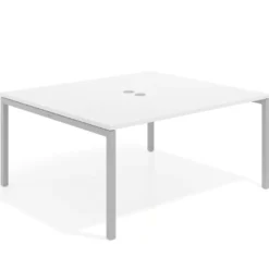 Mesa para reunión o trabajo, encimera continua fondo 142 cm estructura aluminio