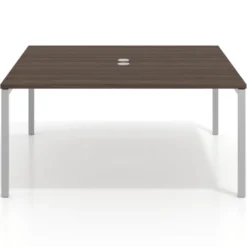 Mesa para reunión o trabajo, encimera continua fondo 142 cm estructura aluminio