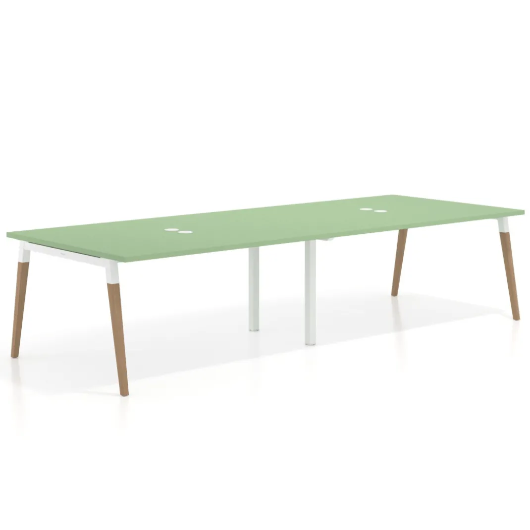 Mesa para reuniones Arki doble con fondo 126 cm, coworking, sobre recto