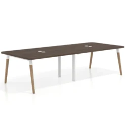 Mesa para reuniones Arki doble con fondo 126 cm, coworking, sobre curvo