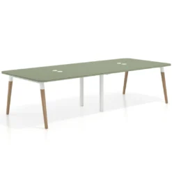 Mesa para reuniones Arki doble con fondo 126 cm, coworking, sobre curvo