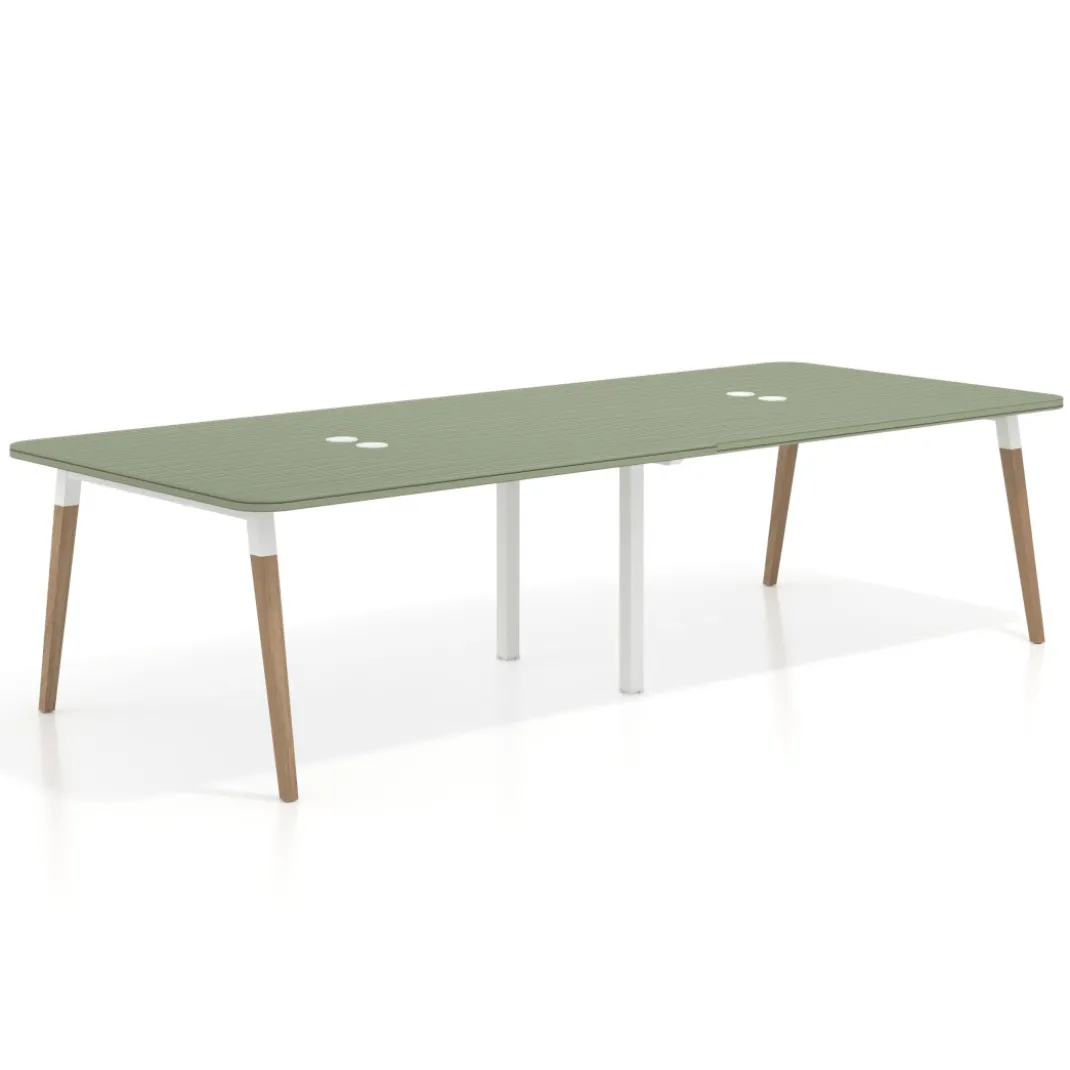 Mesa para reuniones Arki doble con fondo 126 cm, coworking, sobre curvo