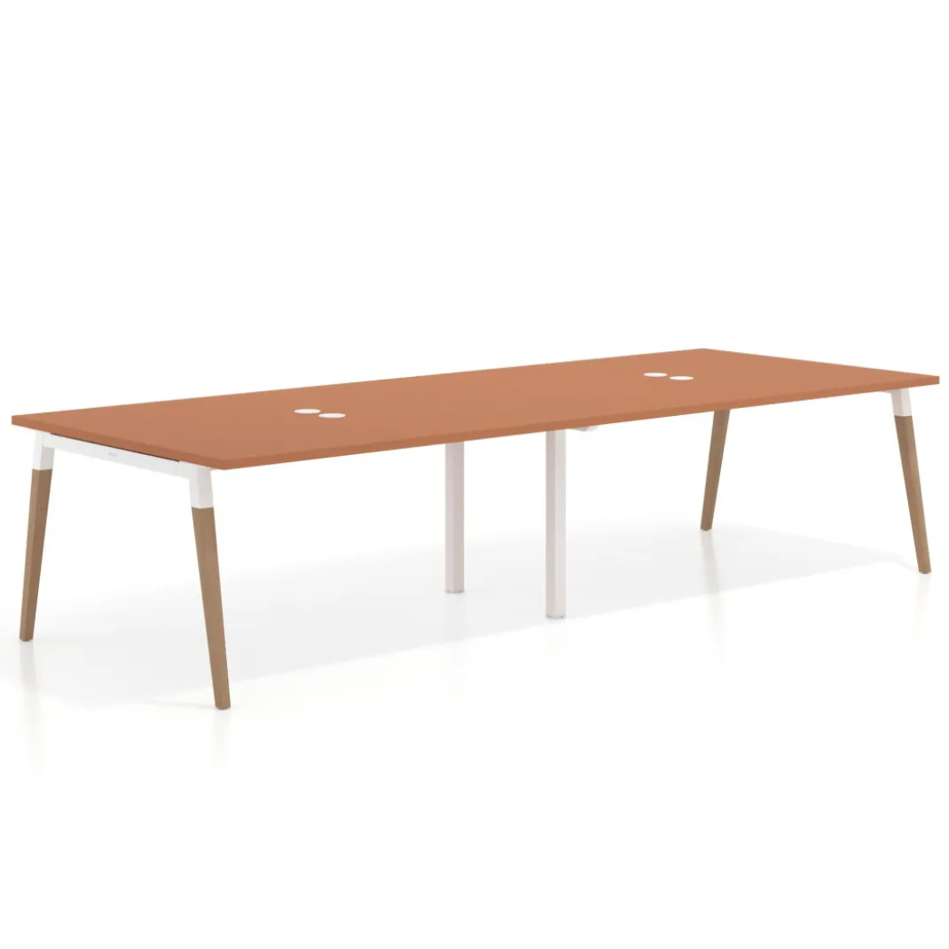 Mesa para reuniones Arki doble con fondo 126 cm, coworking, sobre recto
