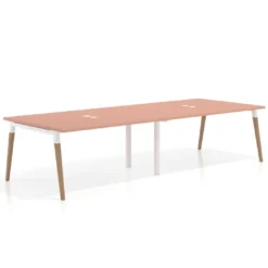 Mesa para reuniones Arki doble con fondo 126 cm, coworking, sobre recto