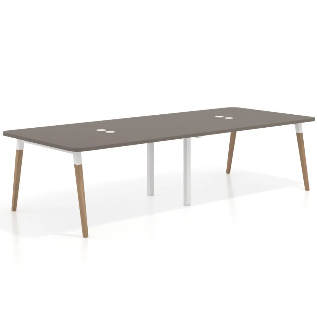 Mesa para reuniones Arki doble con fondo 126 cm, coworking, sobre curvo