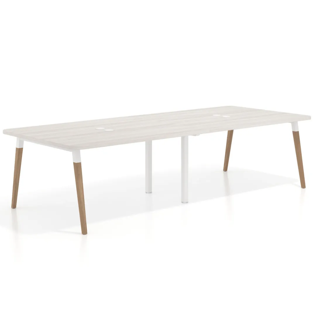 Mesa para reuniones Arki doble con fondo 126 cm, coworking, sobre curvo