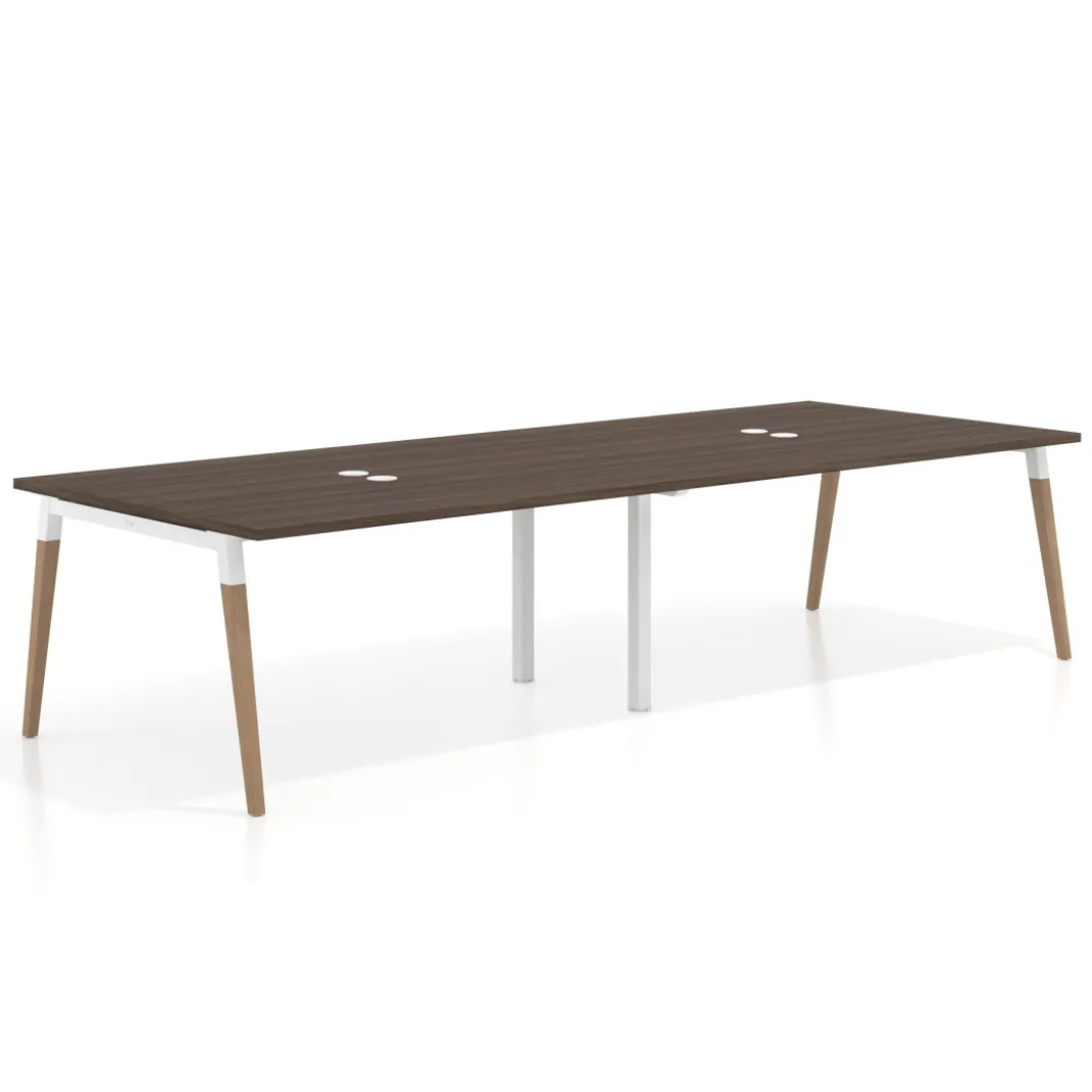 Mesa para reuniones Arki doble con fondo 126 cm, coworking, sobre recto