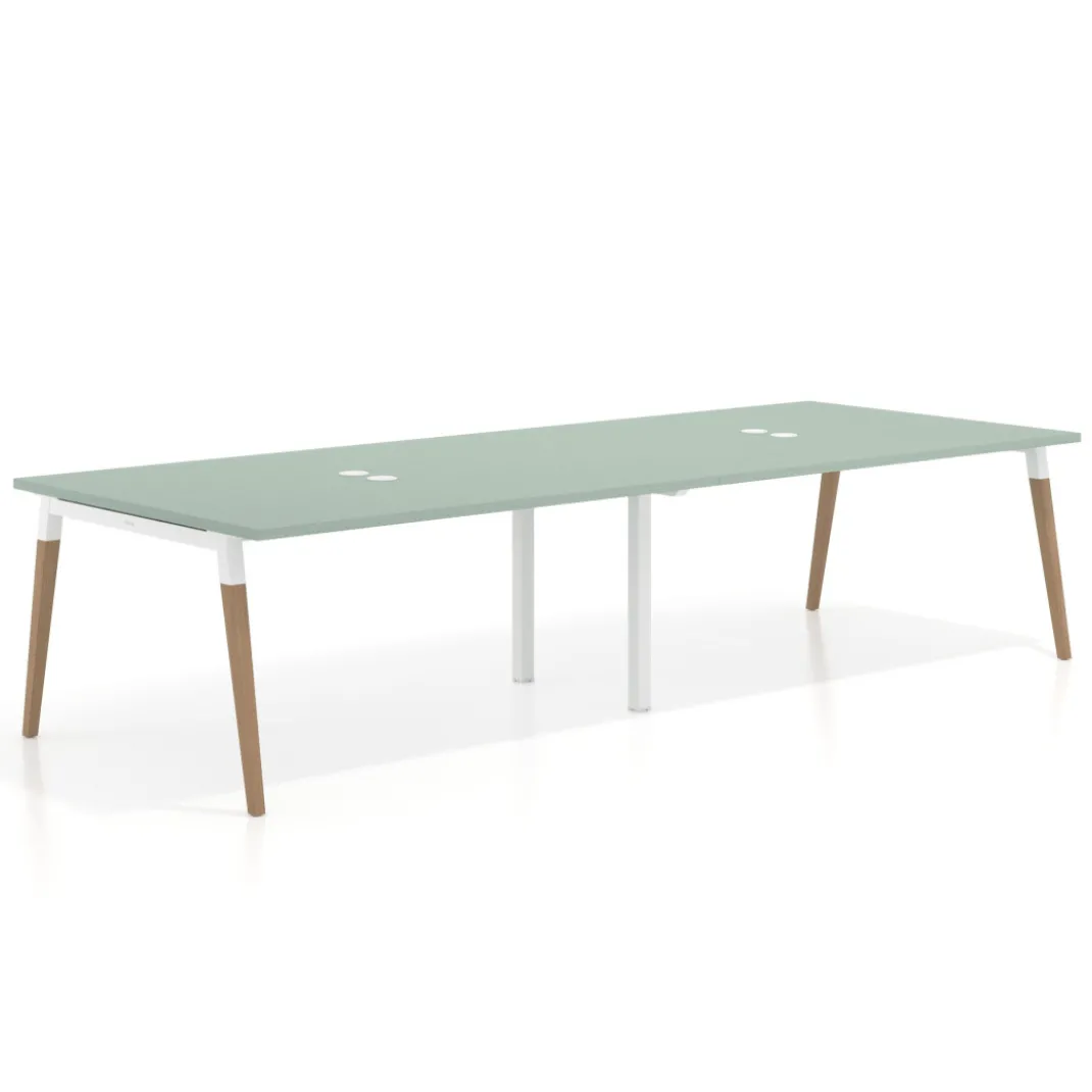 Mesa para reuniones Arki doble con fondo 126 cm, coworking, sobre recto