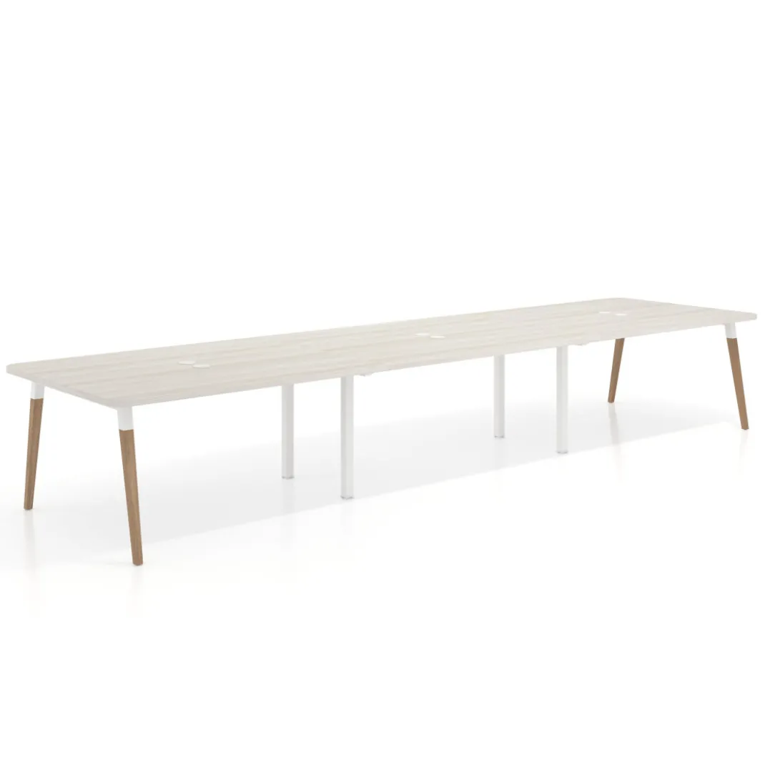 Mesa para reuniones Arki triple con fondo 126 cm, coworking, sobre curvo