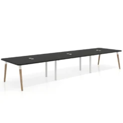 Mesa para reuniones Arki triple con fondo 126 cm, coworking, sobre curvo