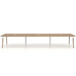 Mesa para reuniones Arki triple con fondo 126 cm, coworking, sobre curvo