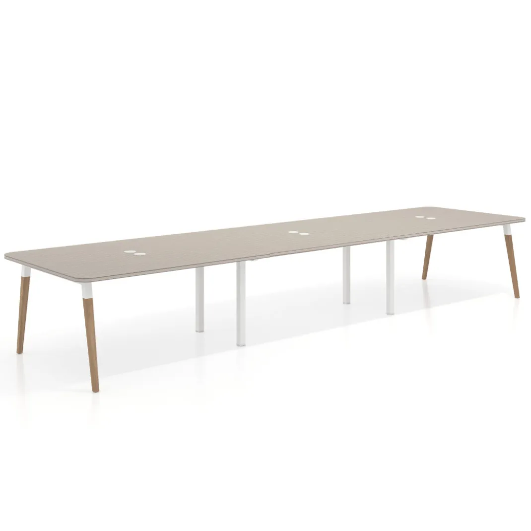 Mesa para reuniones Arki triple con fondo 126 cm, coworking, sobre curvo