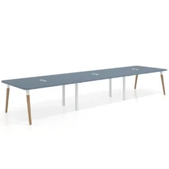 Mesa para reuniones Arki triple con fondo 126 cm, coworking, sobre curvo