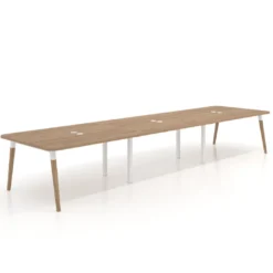 Mesa para reuniones Arki triple con fondo 126 cm, coworking, sobre curvo