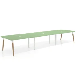 Mesa para reuniones Arki triple con fondo 126 cm, coworking, sobre curvo