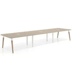 Mesa para reuniones Arki triple con fondo 126 cm, coworking, sobre curvo