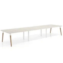 Mesa para reuniones Arki triple con fondo 126 cm, coworking, sobre curvo