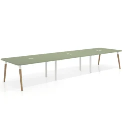 Mesa para reuniones Arki triple con fondo 126 cm, coworking, sobre curvo