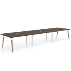 Mesa para reuniones Arki triple con fondo 126 cm, coworking, sobre curvo