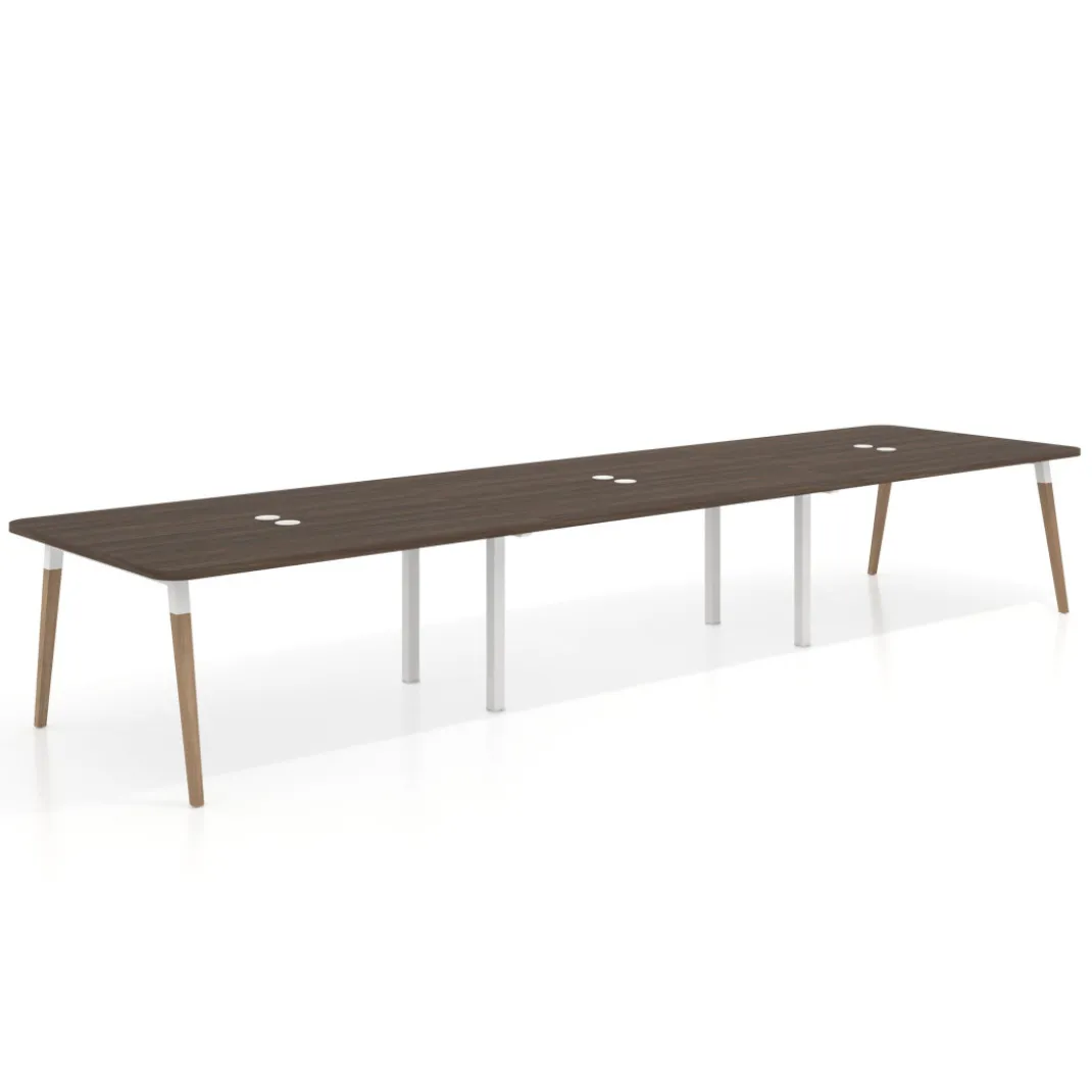 Mesa para reuniones Arki triple con fondo 126 cm, coworking, sobre curvo