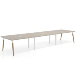 Mesa para reuniones Arki triple con fondo 126 cm, coworking, sobre curvo