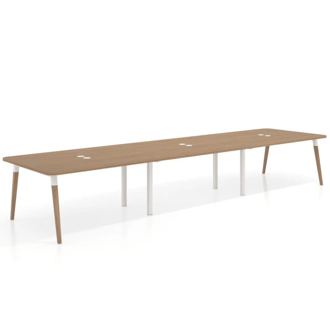 Mesa para reuniones Arki triple con fondo 126 cm, coworking, sobre curvo