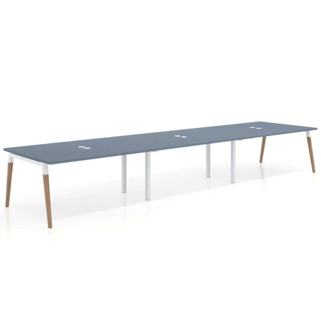 Mesa para reuniones Arki triple con fondo 126 cm, coworking, sobre recto