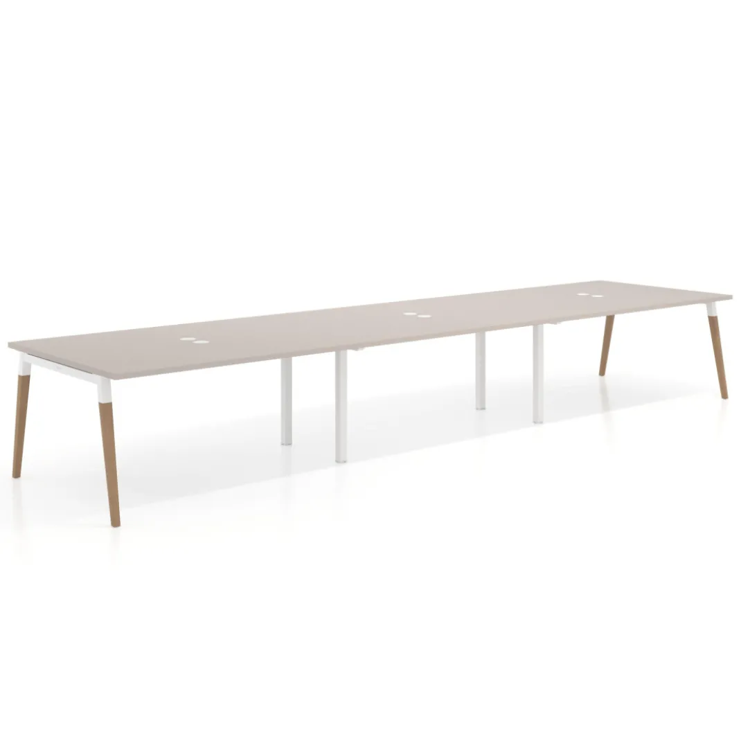 Mesa para reuniones Arki triple con fondo 126 cm, coworking, sobre recto