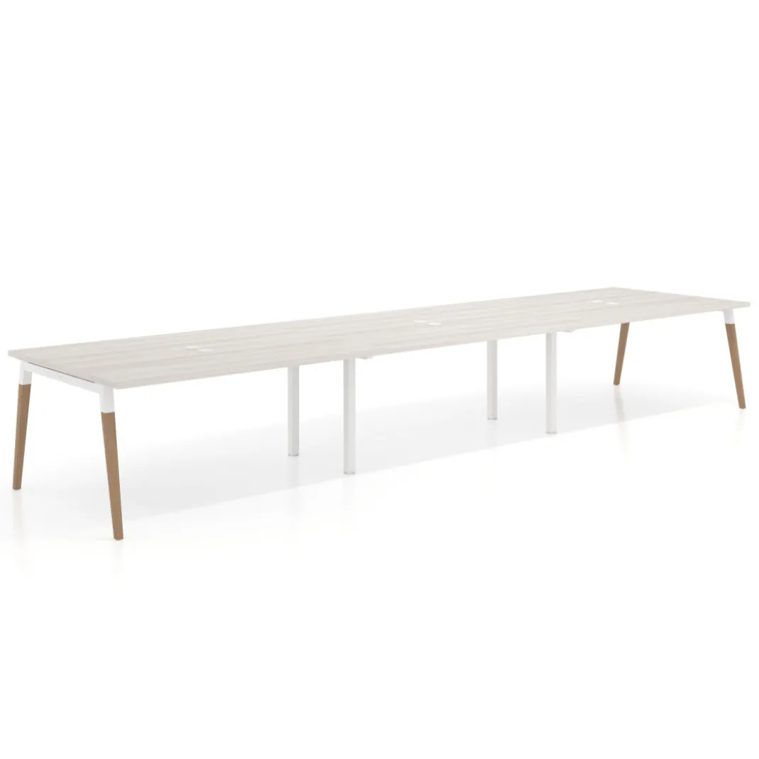Mesa para reuniones Arki triple con fondo 126 cm, coworking, sobre recto