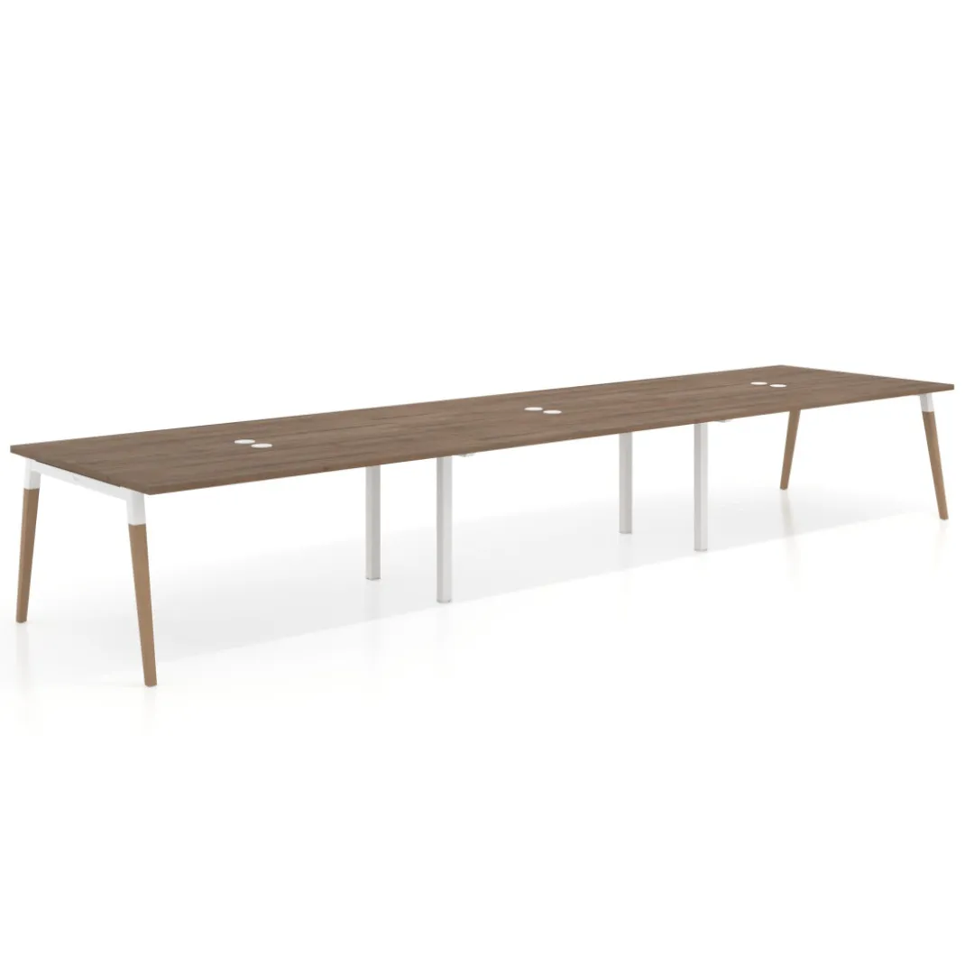 Mesa para reuniones Arki triple con fondo 126 cm, coworking, sobre recto