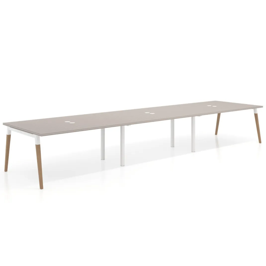 Mesa para reuniones Arki triple con fondo 126 cm, coworking, sobre recto