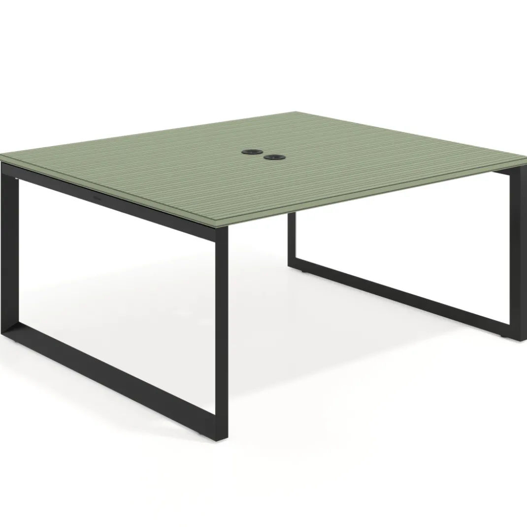 Mesa para reuniones rectangular fondo 142 cm, estructura negra