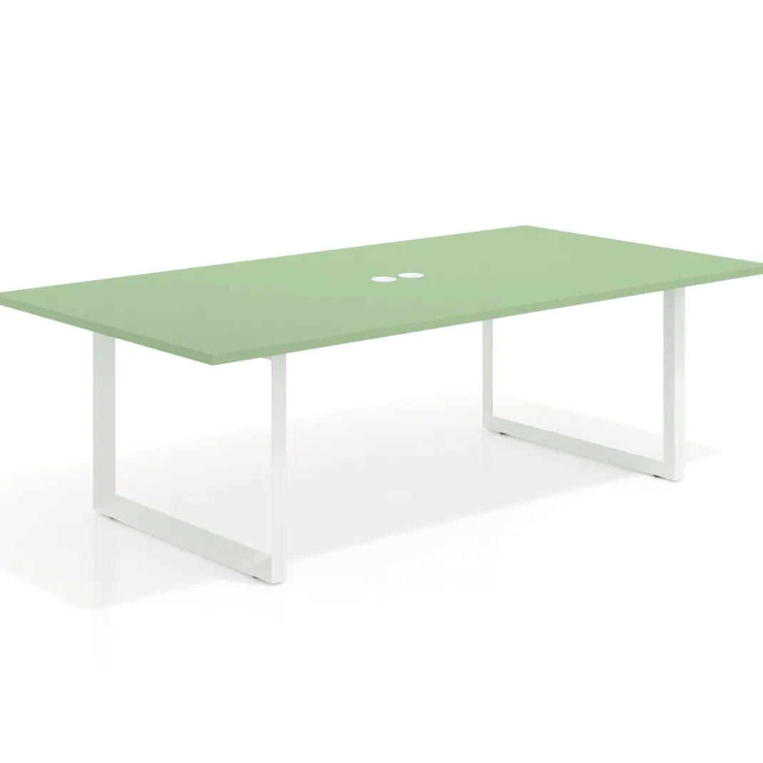 Mesa para reuniones rectangular fondo 126 cm, estructura blanca