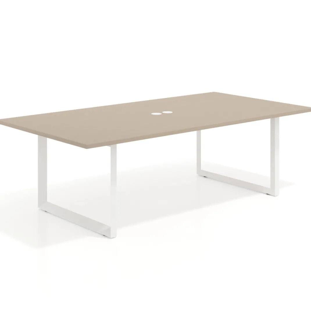 Mesa para reuniones rectangular fondo 126 cm, estructura blanca
