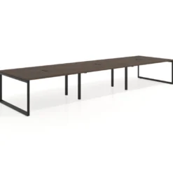 Mesa para reuniones rectangular triple, fondo 142 cm, estructura negra