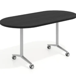 Mesa plegable pivot ovalada estructura aluminio, canto 30cm