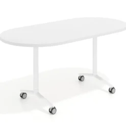 Mesa plegable pivot ovalada estructura blanco, canto 30cm