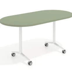 Mesa plegable pivot ovalada estructura blanco, canto 30cm