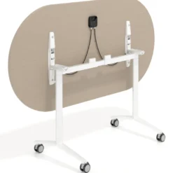 Mesa plegable pivot ovalada estructura blanco, canto 30cm