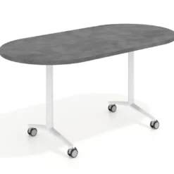 Mesa plegable pivot ovalada estructura blanco, canto 30cm