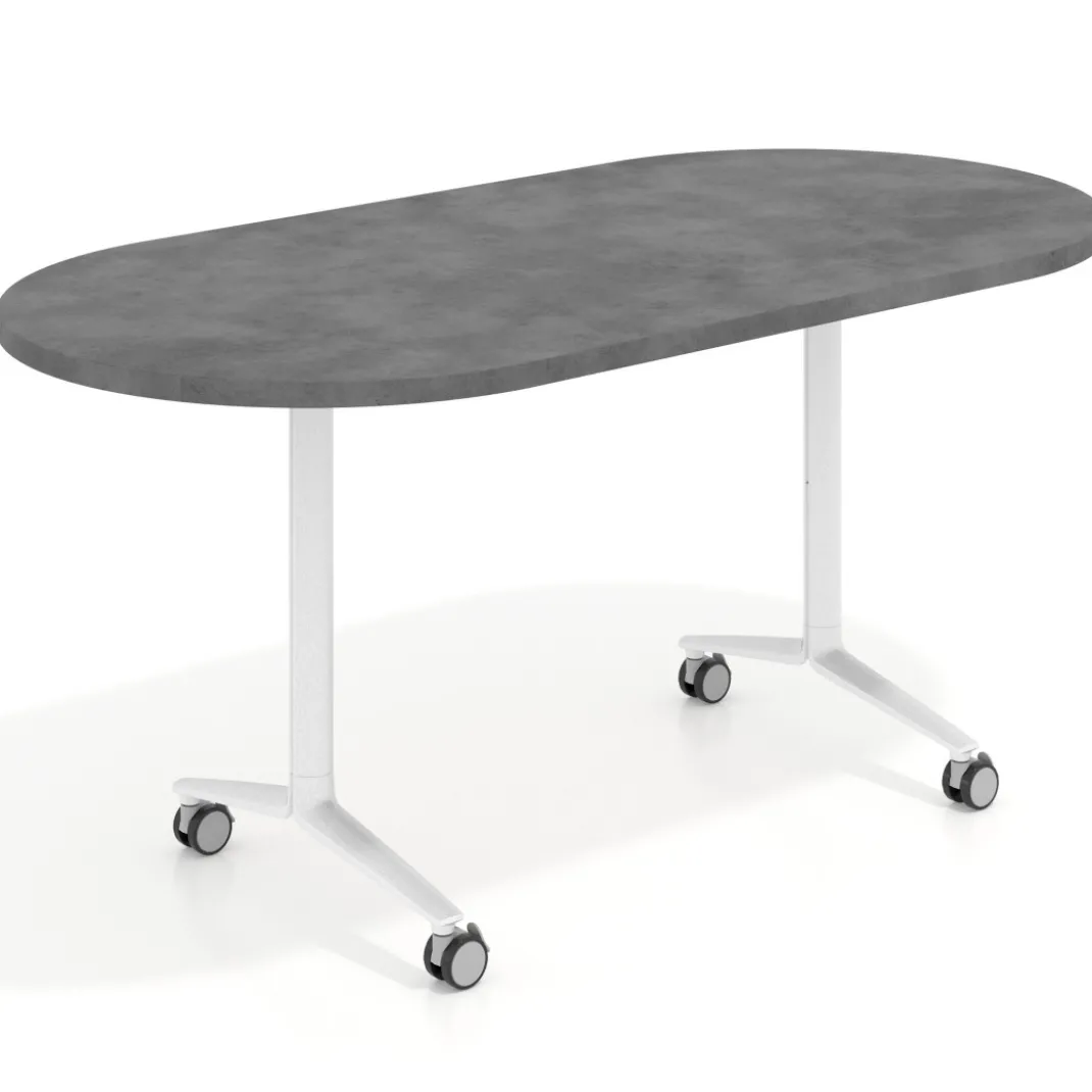 Mesa plegable pivot ovalada estructura blanco, canto 30cm