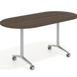 Mesa plegable pivot ovalada estructura aluminio, canto 16cm