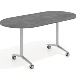 Mesa plegable pivot ovalada estructura aluminio, canto 16cm