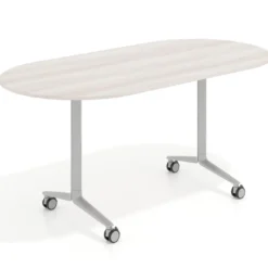 Mesa plegable pivot ovalada estructura aluminio, canto 16cm