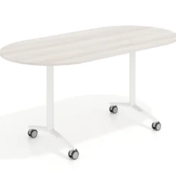 Mesa plegable pivot ovalada estructura blanco, canto 16cm